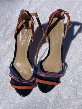 ALDO Multicolor Strappy High Heel Sandals — Blue, Purple, Orange, Black